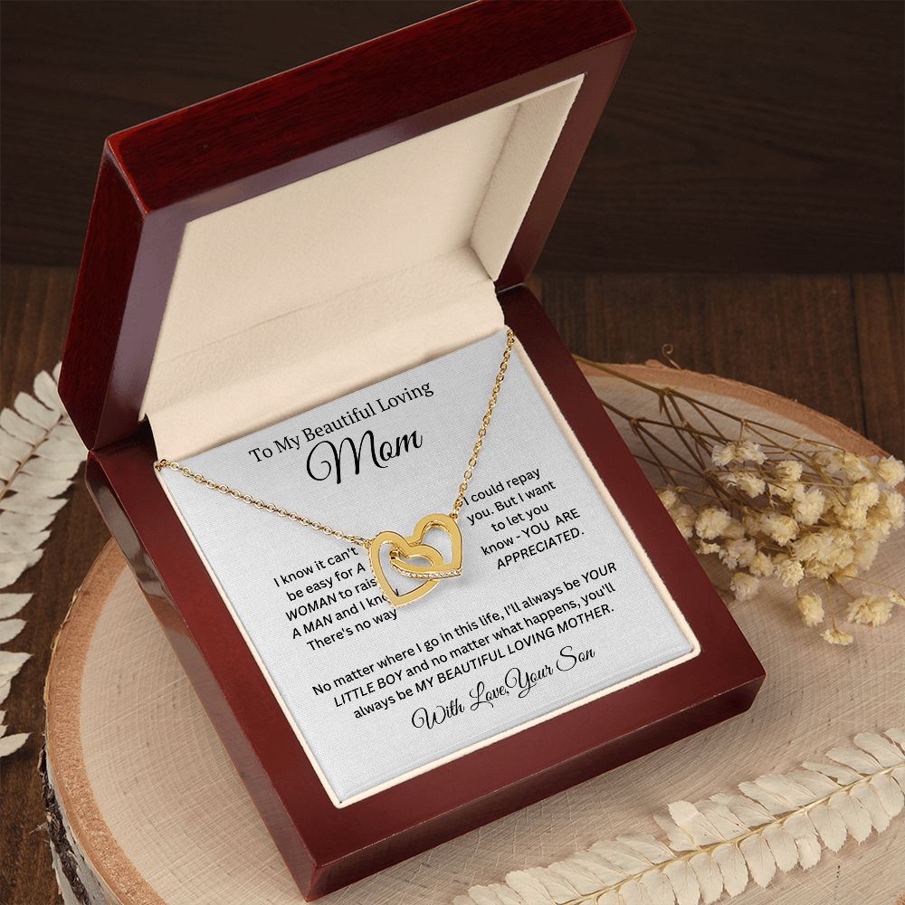 My Beautiful Loving Mom Interlocking Heart Necklace