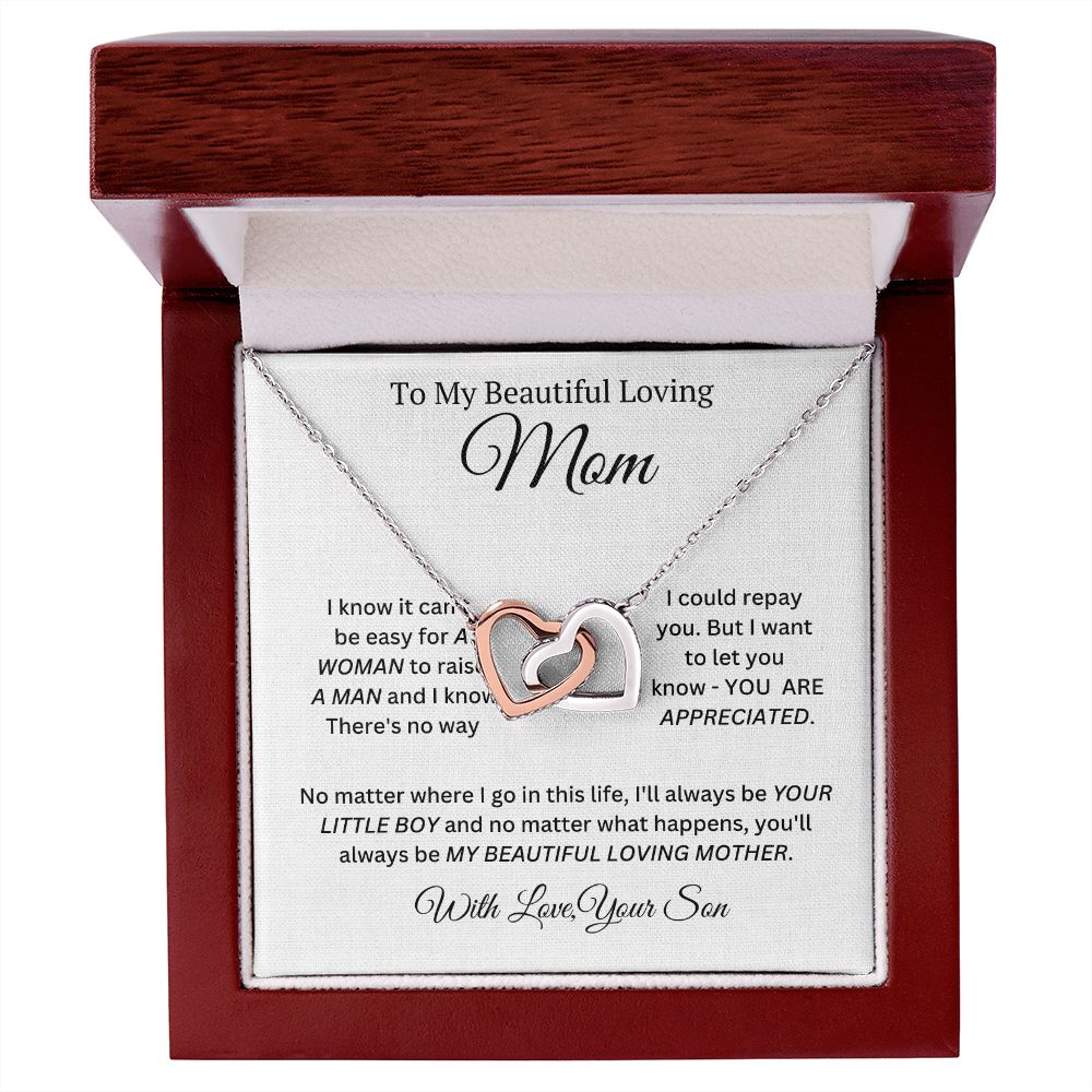 My Beautiful Loving Mom Interlocking Heart Necklace