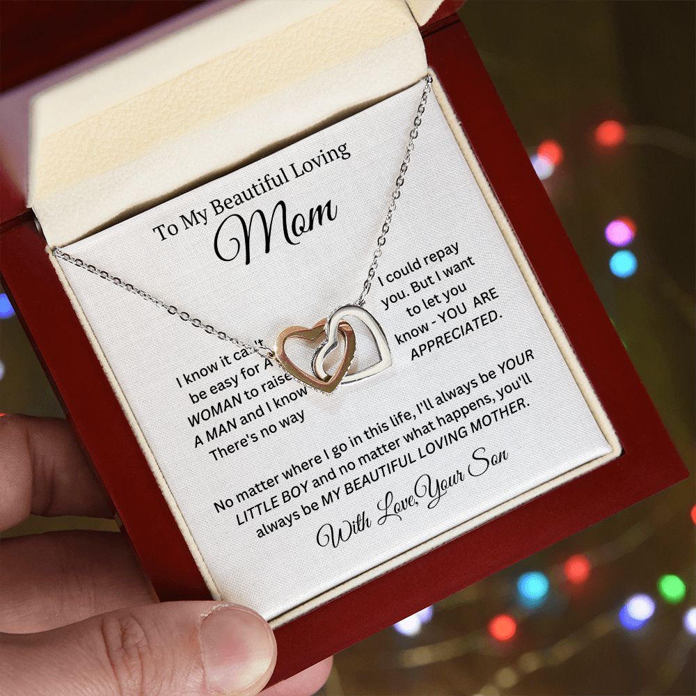 My Beautiful Loving Mom Interlocking Heart Necklace