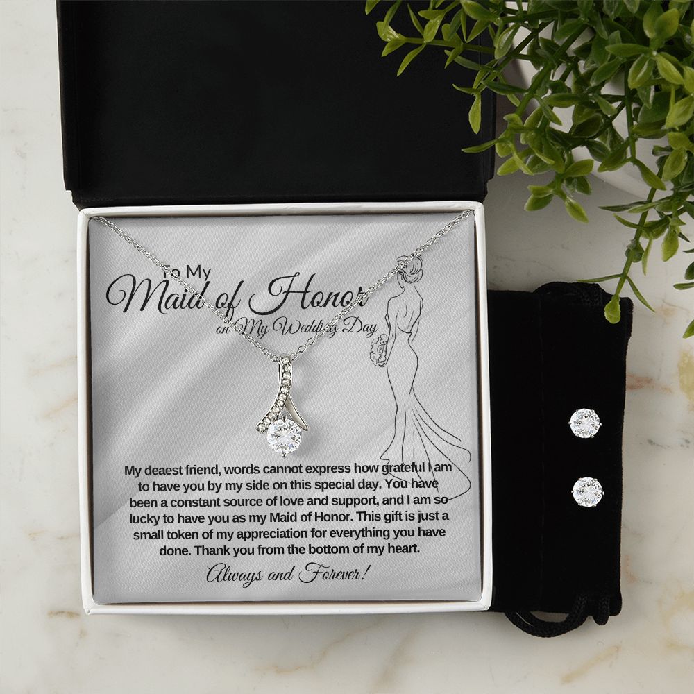 Maid of Honor (Best Friend) Alluring Beauty Earrings and Necklace