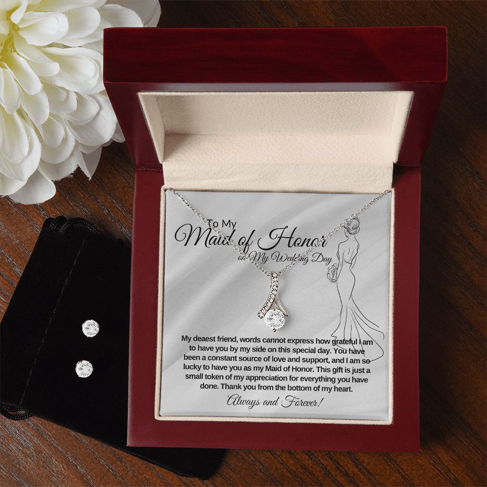 Maid of Honor (Best Friend) Alluring Beauty Earrings and Necklace
