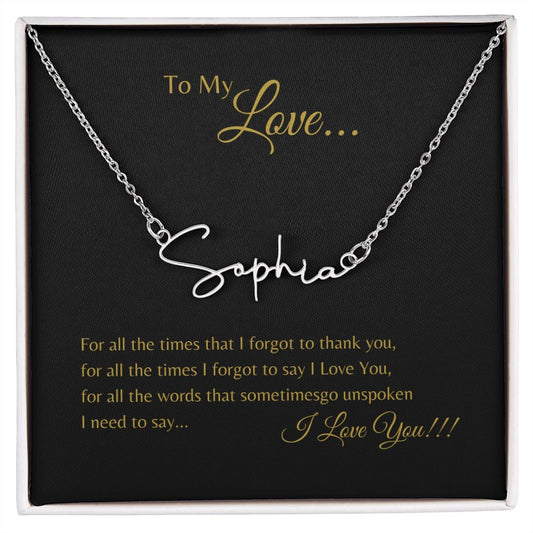 To My Love Signature Style Name Necklace