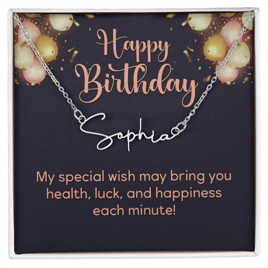 Happy Birthday Personalized Name Necklace