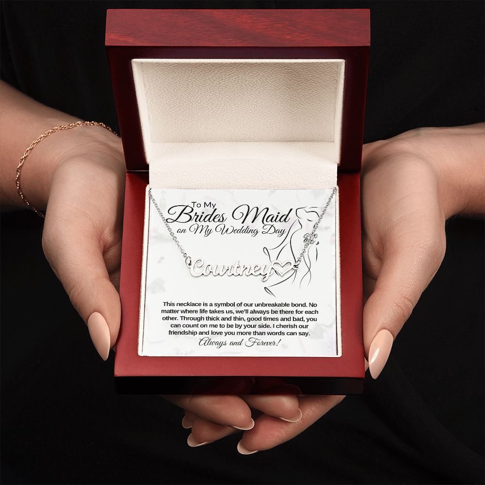 Brides Maid Name Necklace + Heart Character (w/MC)