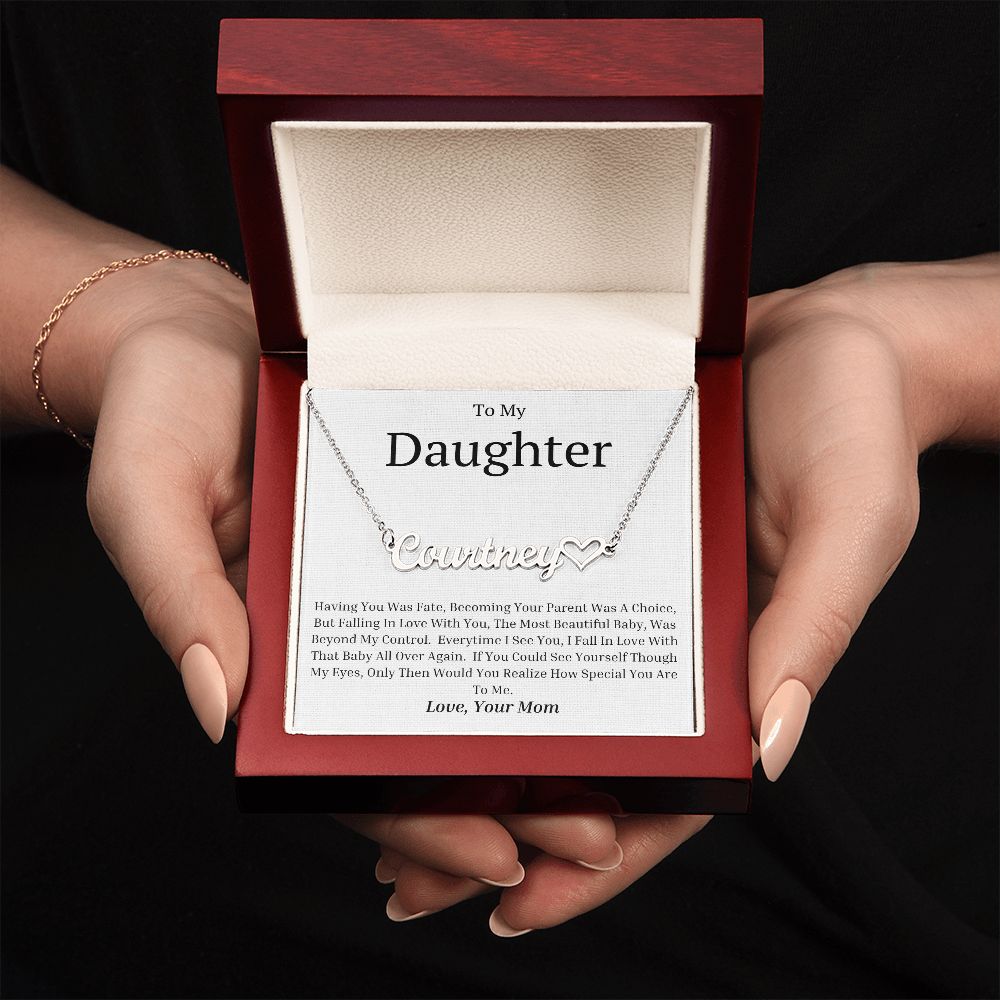 To My Daughter Name Necklace + Heart
