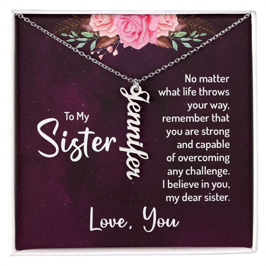To My Sister Personalized Vertical Name Necklace