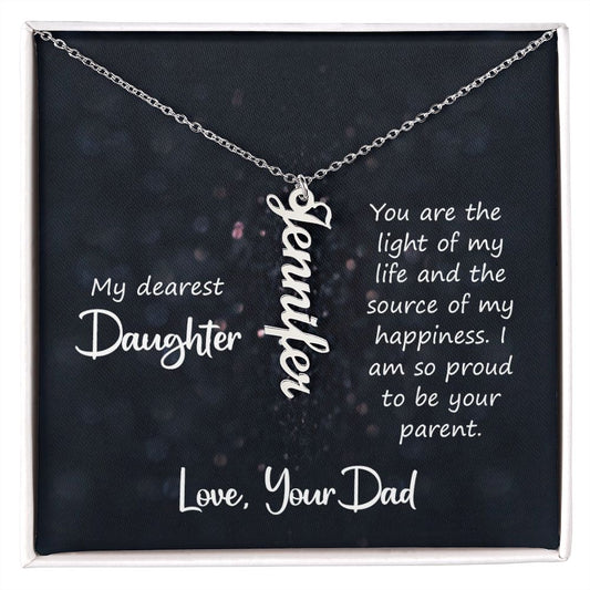 My Dearest Daughter Personalized Vertical Name Necklace