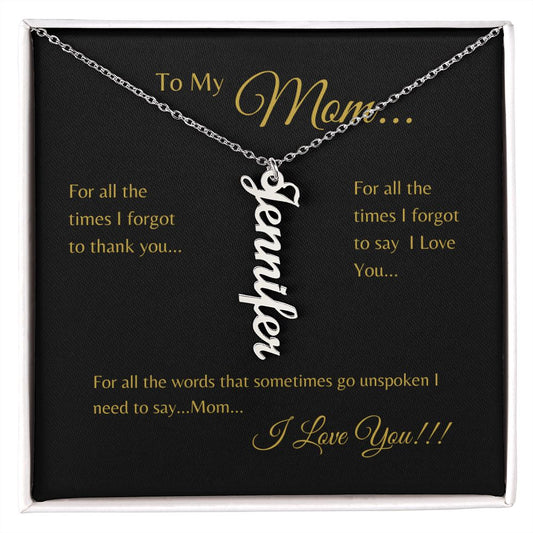 To My Mom Personalized Vertical Name Necklace