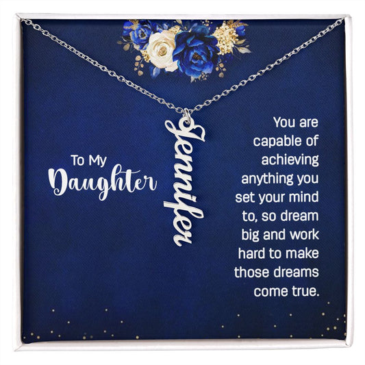 To My Daughter Personalized Vertical Name Necklace