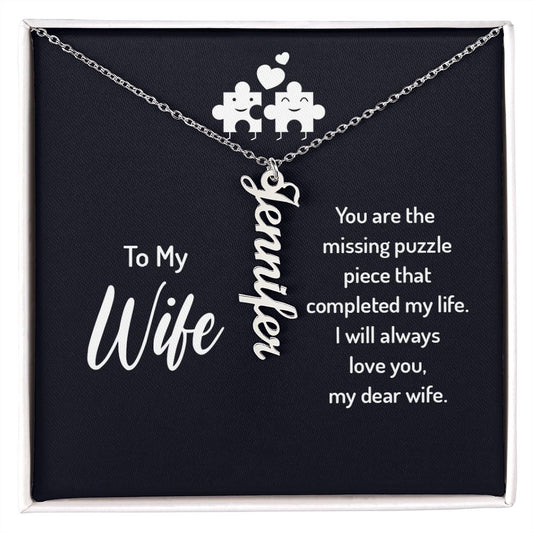 To My Wife Personalized Vertical Name Necklace