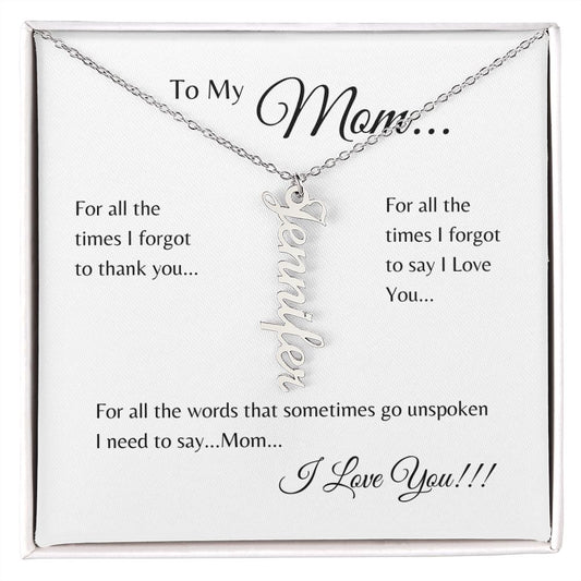 To My Mom Vertical Name Necklace