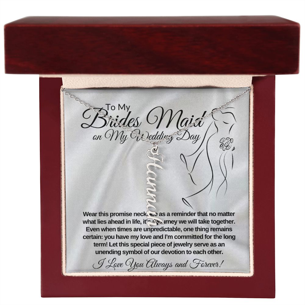 Brides Maid Vertical Name Necklace