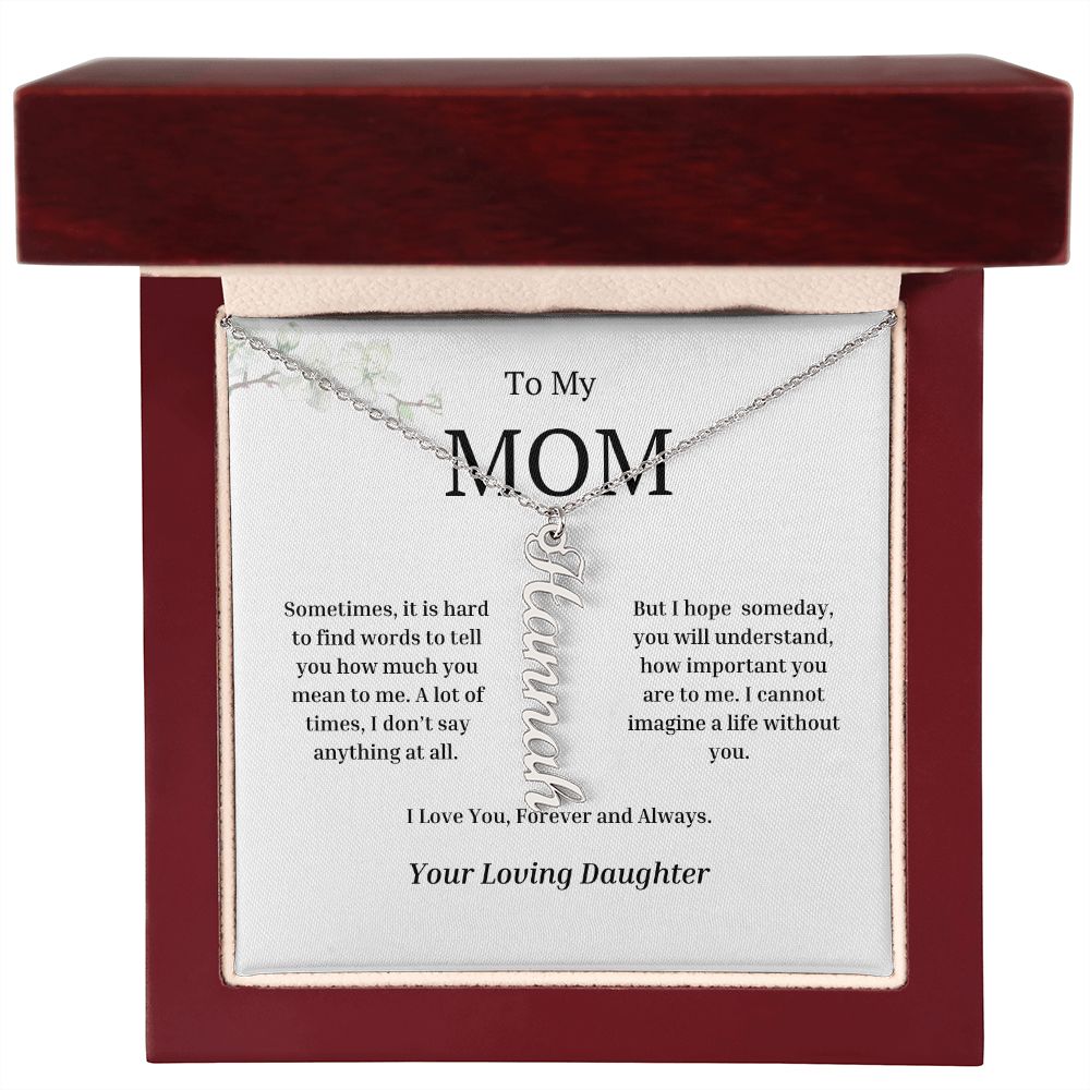 To My Mom Vertical Name Necklace