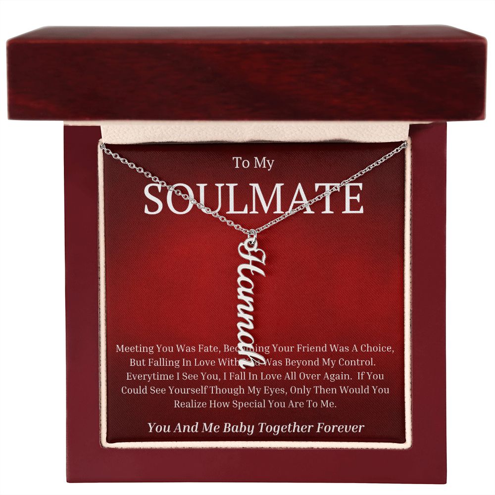 To My Soulmate Vertical Name Necklace
