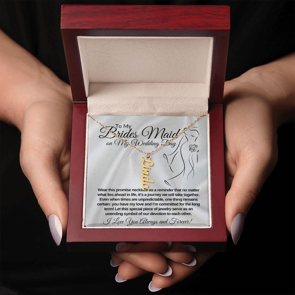 Brides Maid Vertical Name Necklace