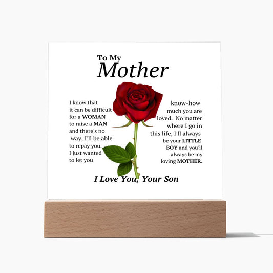 To My Mother Square Acrylic Plaque