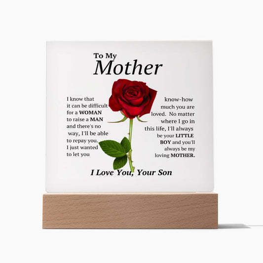 To My Mother Square Acrylic Plaque