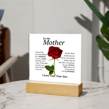 To My Mother Square Acrylic Plaque