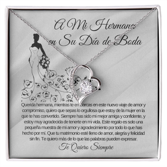 To My Sister on Her Wedding Day Forever Love Necklace (Spanish)