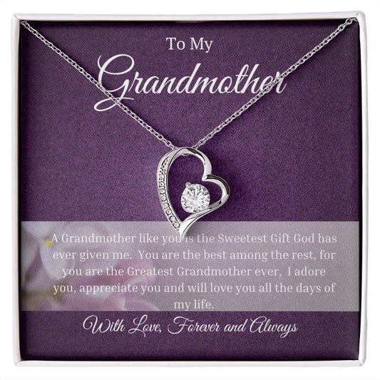 To My Grandmother White Gold Forever Love Necklace