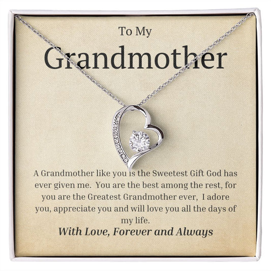 To My Grandmother White Gold Forever Love Necklace