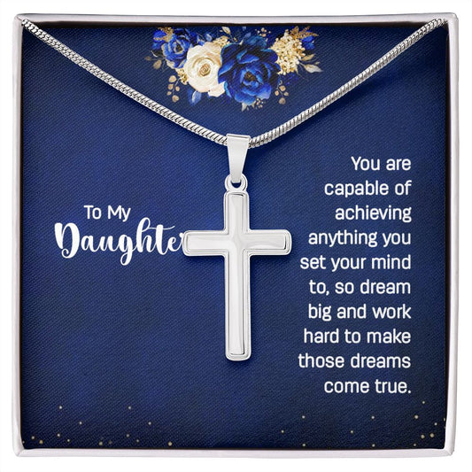 To My Daughter Stainless Steel Cross Necklace