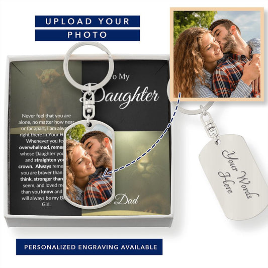 To My Daughter from Dad Personalized Dog Tag BU Swivel Keychain