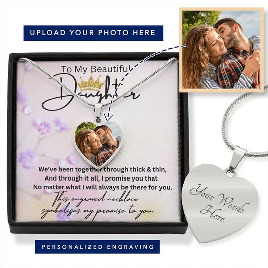 To My Beautiful Daughter Heart Luxury Necklace