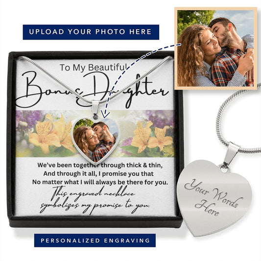 To My Bonus Daughter Heart Pendant